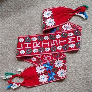 80s Merry Christmas Woven Guatemala Tapestry wall hanging banner